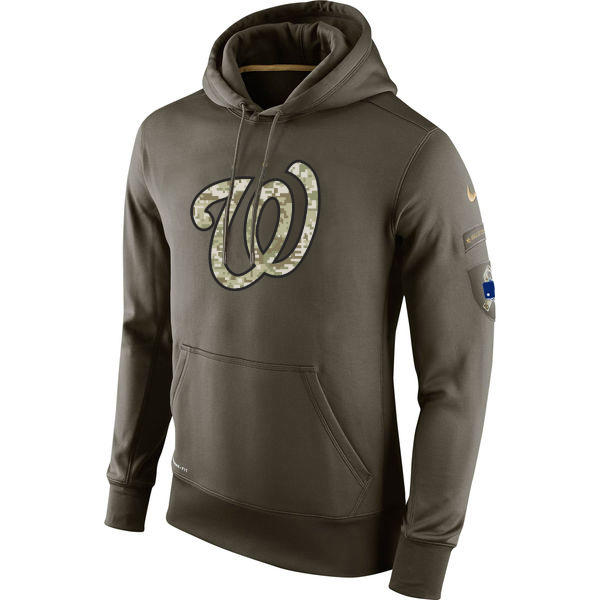 MLB Men Washington Nationals Nike Olive Salute To Service KO Performance Hoodie Green